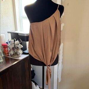 Express Tan Top with Tie Detail